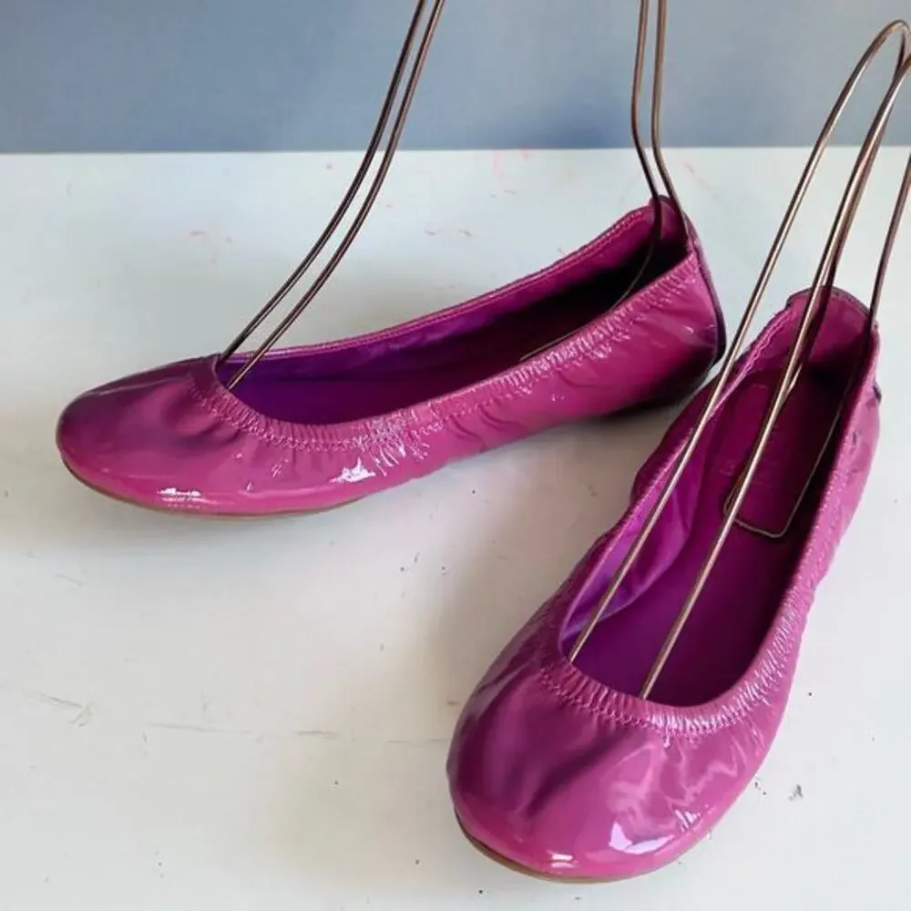 Tory Burch ballet flats size 7 pink Mini Packable patent leather lightweight‎